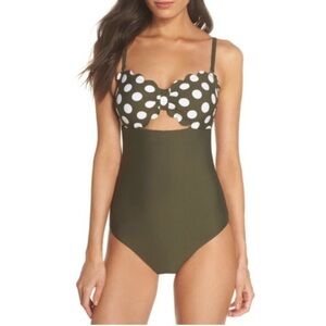 Chelsea28 Swim | Chelsea28 Swimsuit  Green White Polka Dot NWT